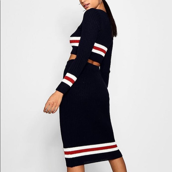 Striped ribbed co-ord skirt and top set - Picture 3 of 5